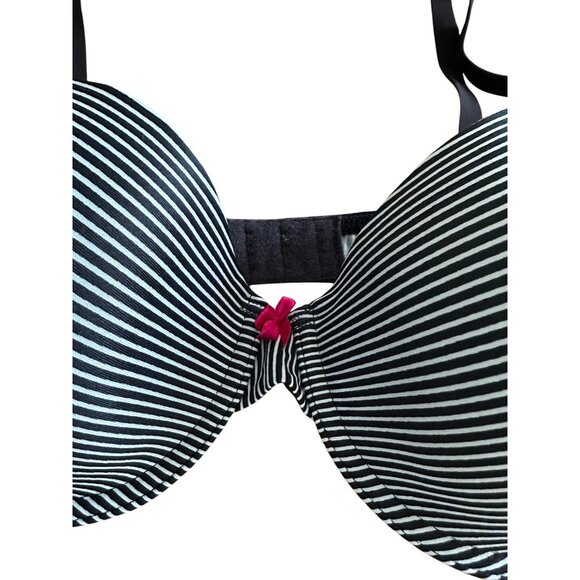 Maidenform Black & White Striped Underwire Push-Up Bra 38C  Adjustable Straps - Picture 4 of 5
